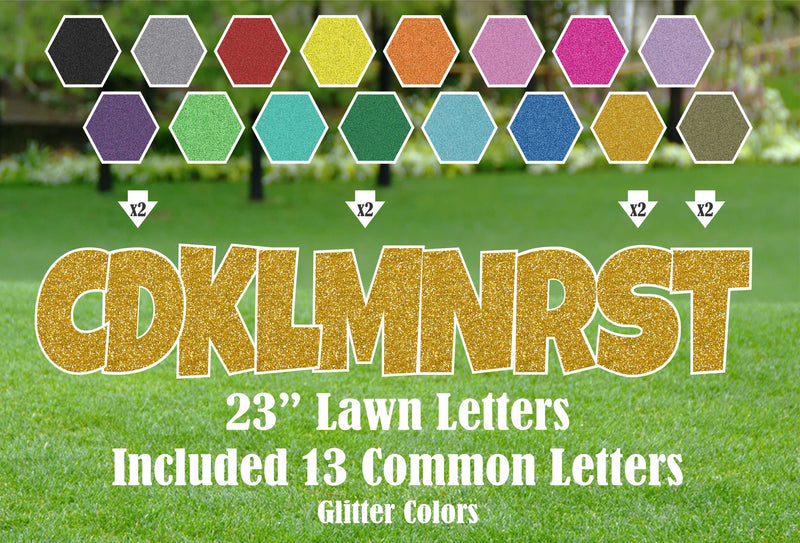 Common Consonants 23"  Luckiest Guy Font Yard Sign Letters - Glitter