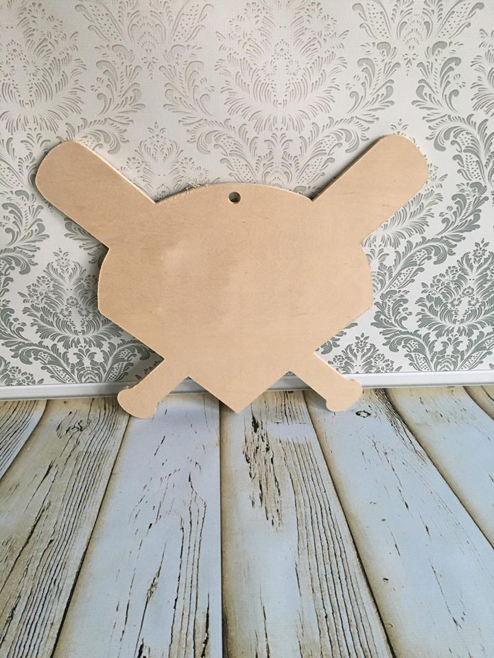 Wood -  Home plate/bat  door hanger