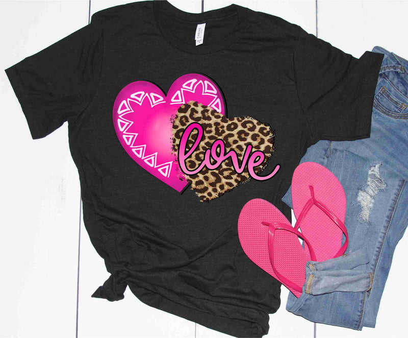 Love Hearts: Leopard and Hot Pink - Transfer