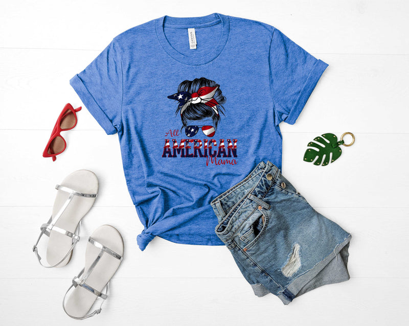 All American Mama Bun - Graphic Tee