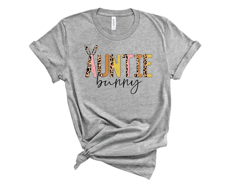 Auntie Bunny Half Leopard Neutral  - Graphic Tee