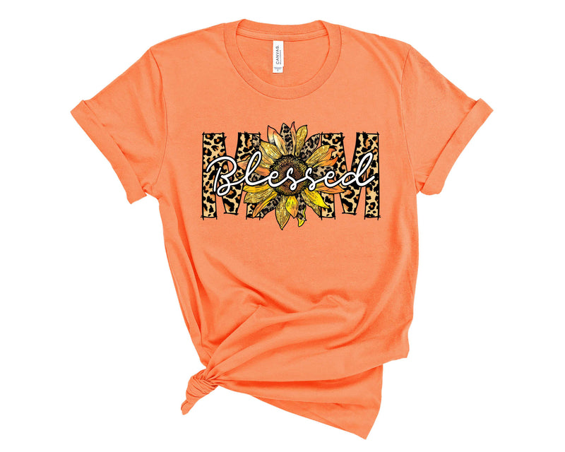 Blessed Mama Leopard Sunflower - Graphic Tee