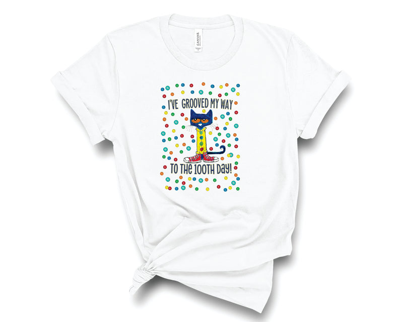 Grooved My Way 100th Day Cat - Graphic Tee