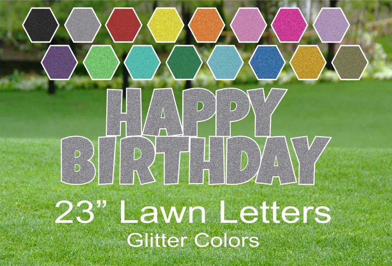 23"  Yard Sign Letters - HAPPY BIRTHDAY  - Glitter