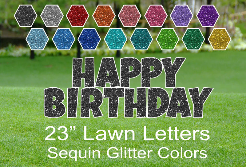 23"  Yard Sign Letters - HAPPY BIRTHDAY  - Sequin