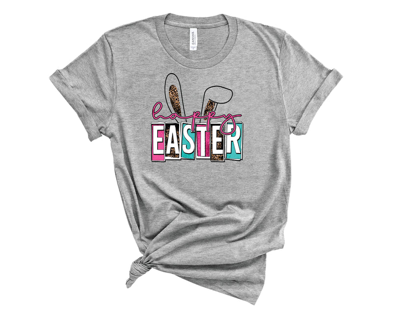 Happy Easter Ears Leopard Grunge - Transfer