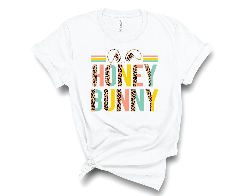 Honey Bunny Half Leopard Peach Mint - Graphic Tee