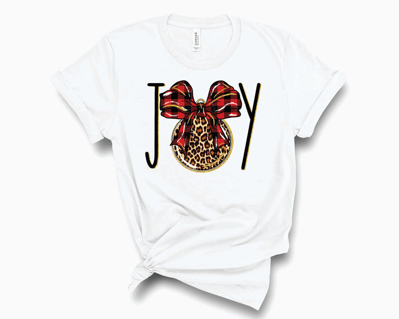 Joy Leopard Plaid Ornament- Graphic Tee