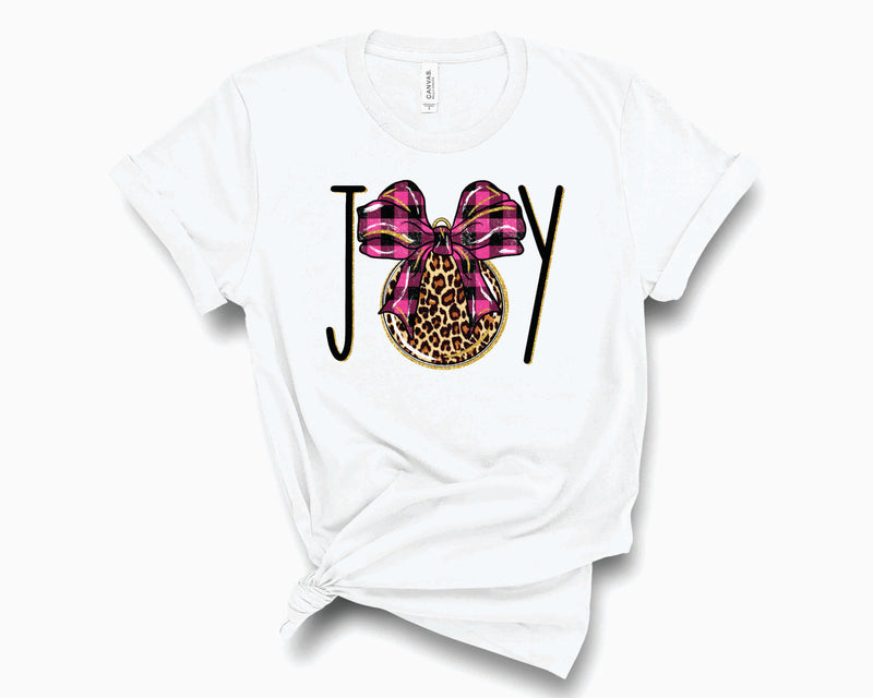 Joy Pink Plaid Leopard Ornament- Graphic Tee