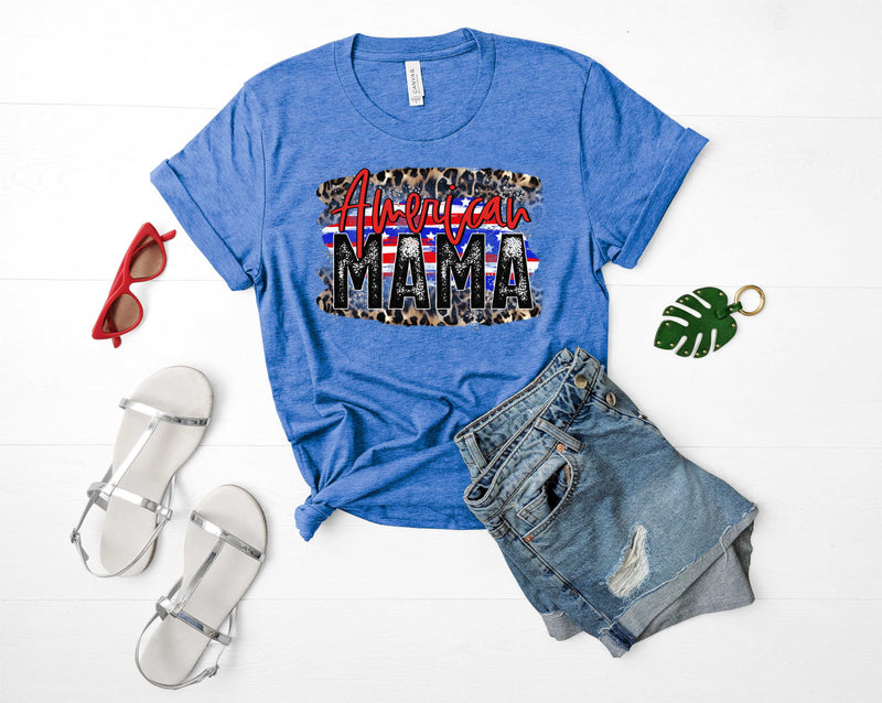 Leopard Flag American Mama - Graphic Tee