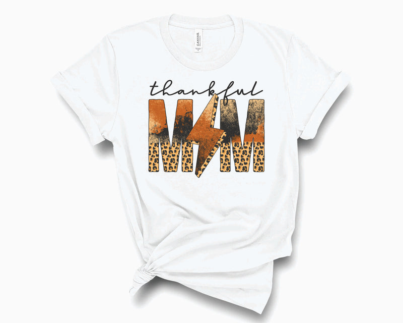 Leopard Grunge Thankful Mom- Graphic Tee