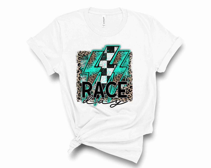 Leopard Teal Race Day  - Graphic Tee