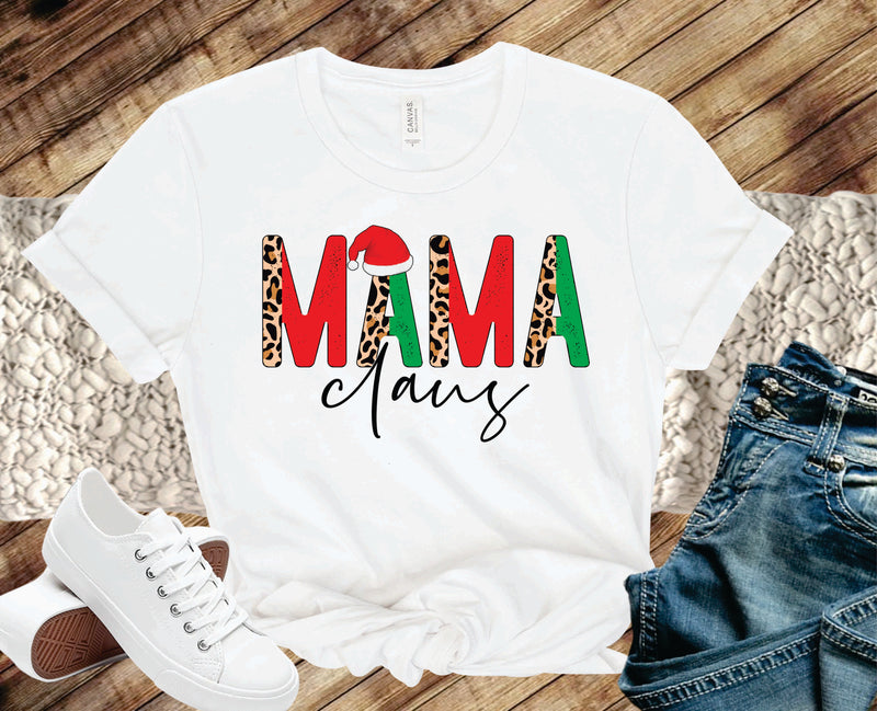 Mama Claus Half Leopard- Graphic Tee