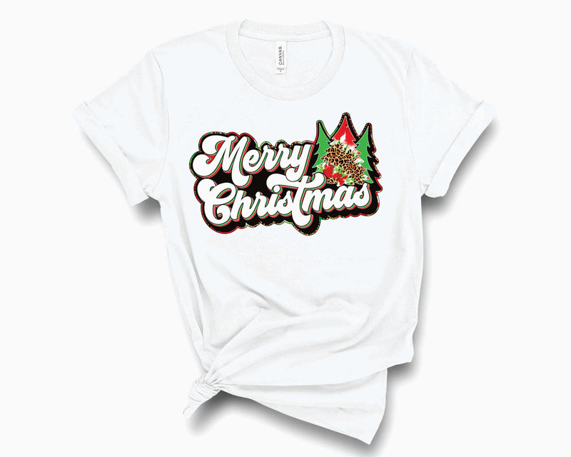 Merry Christmas Retro Tie Dye Leopard Trees- Graphic Tee