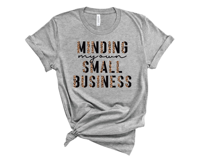 Minding My Small Business Half Leopard Black - Graphic Tee
