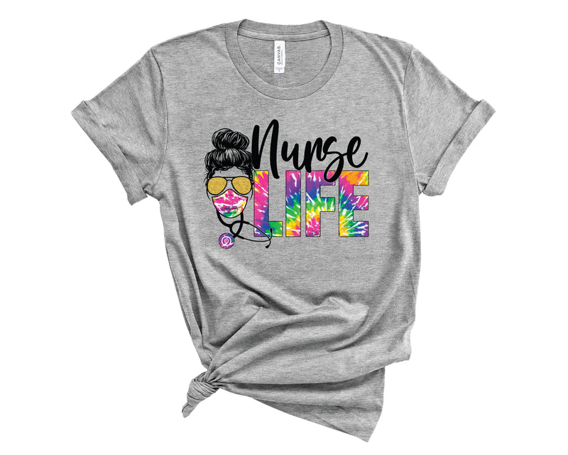 Nurse Life Messy Bun Tie Dye - Transfer