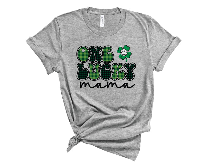 One Lucky Mama Vintage Plaid - Graphic Tee