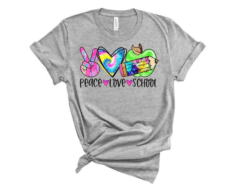 Peace Love School Colorful - Graphic Tee