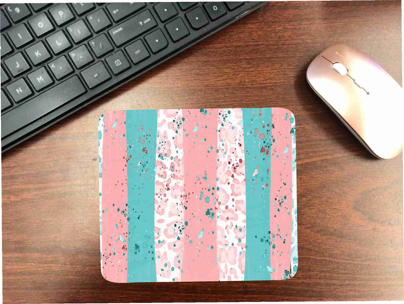 Pink/Teal Leopard Brush Stroke Mouse Pad