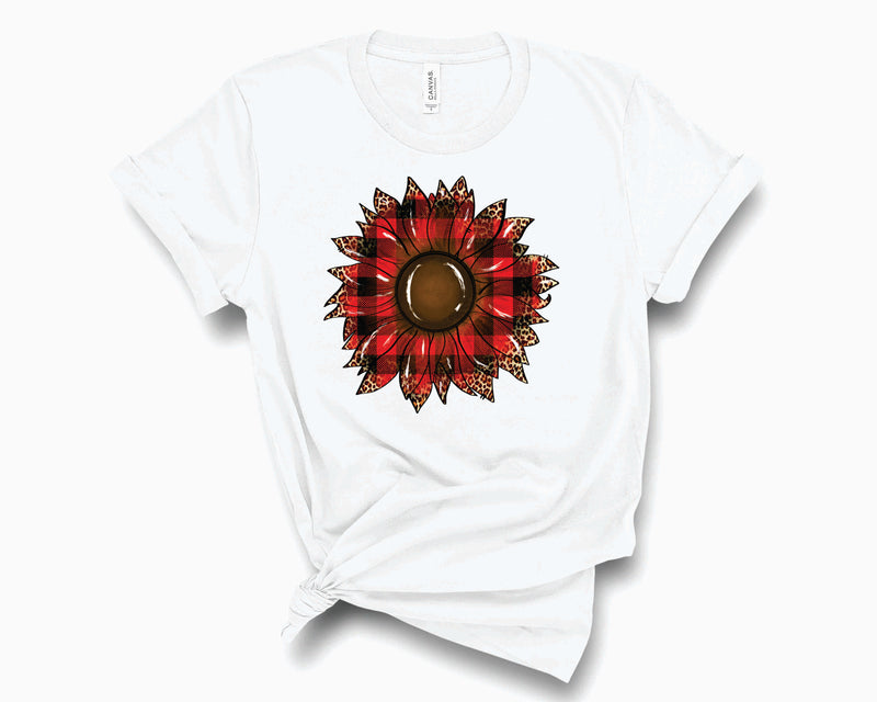 Plaid Leopard Sunflower- Graphic Tee