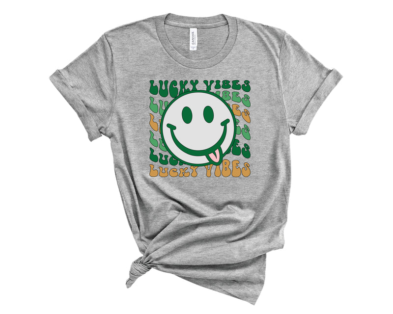 Retro Lucky Vibes Stacked Smiley - Transfer