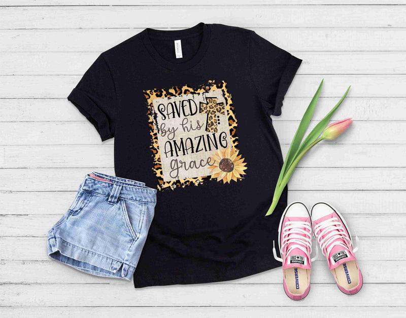 Saved By His Grace Sunflower - Graphic Tee