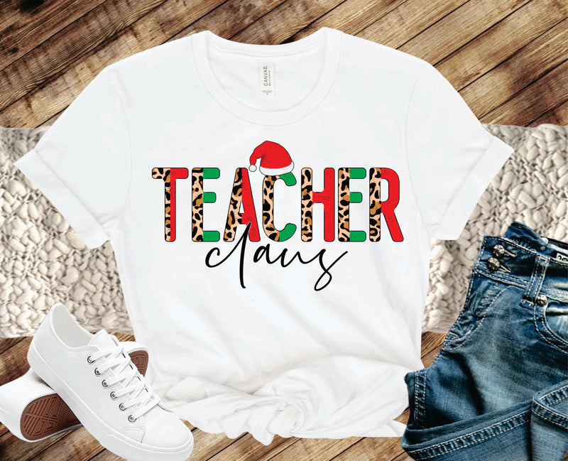 Teacher Claus Half Leopard- Graphic Tee