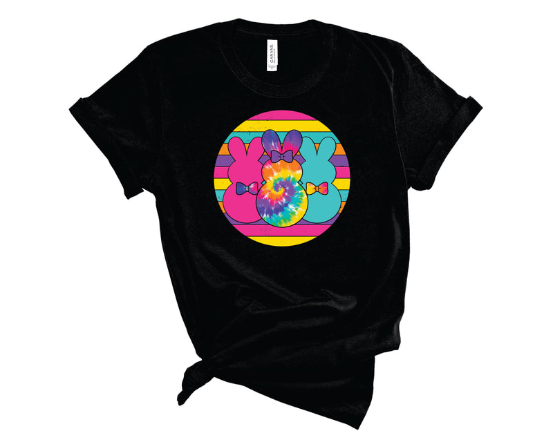 Triple Bunnies Circle Tie dye - Graphic Tee