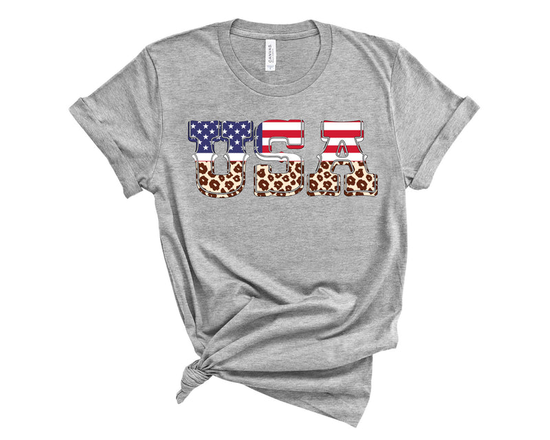 U S A Leopard - Graphic Tee