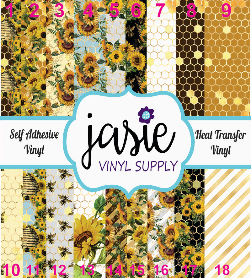 Sunflower Bees Printed Vinyl