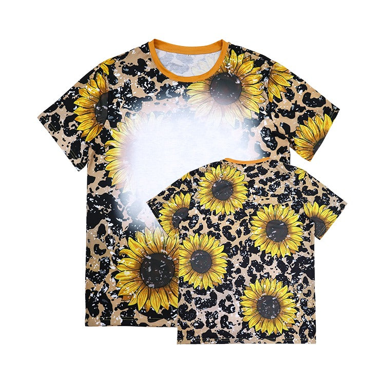 Polyester Bleach T-Shirt - Leopard/Sunflower