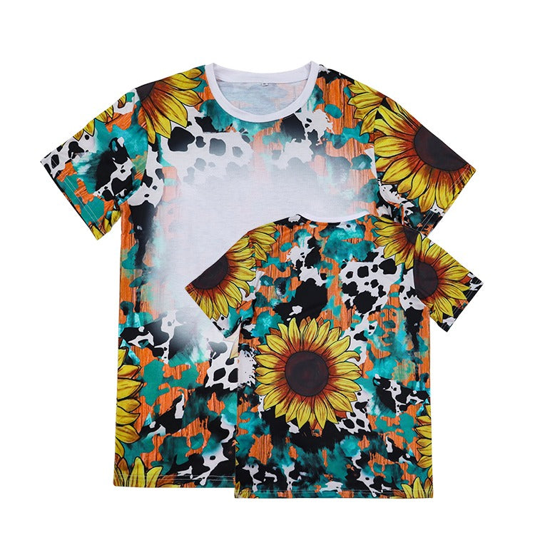 Polyester Bleach T-Shirt - Cow/Sunflower