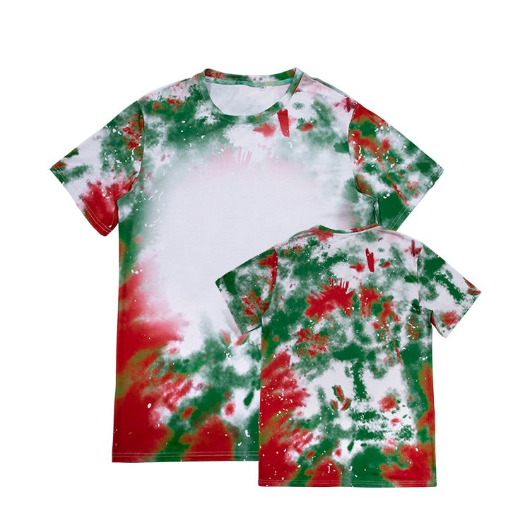 Polyester Bleach T-Shirt - Tie Dye Red/Green