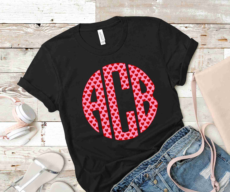 Valentine Hearts Monogram Transfer