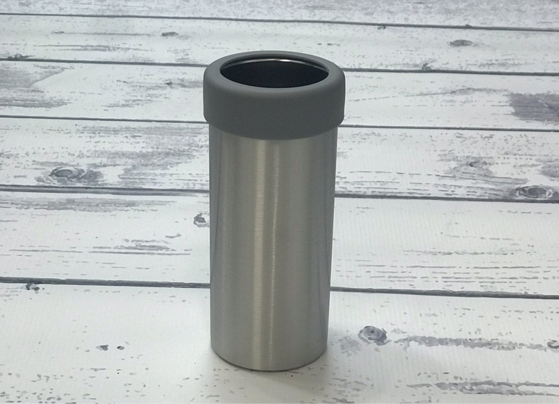 12 oz Can Cooler with grey rim