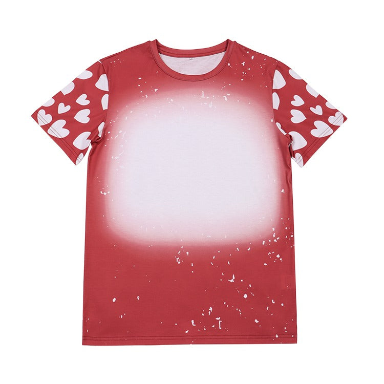 Polyester Bleach T-Shirt - Red Hearts