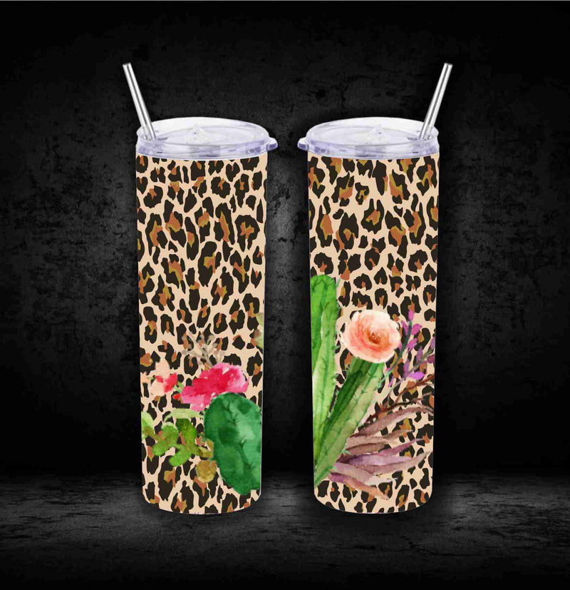 20 Skinny Sublimation Wrap- Leopard with Cactus