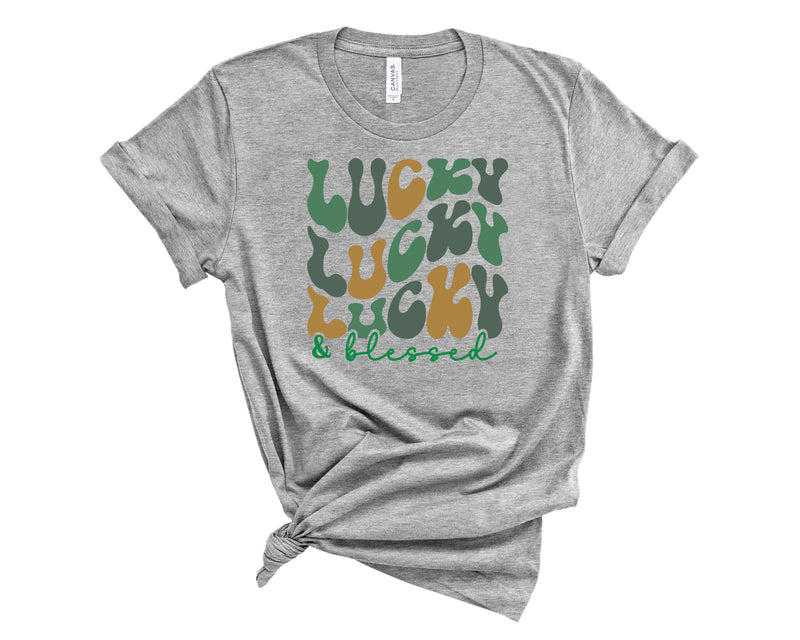 Lucky and Blessed Stacked - Graphic Tee