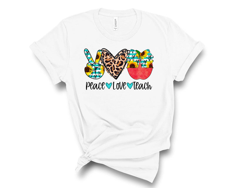 peace love teach sunflower - Graphic Tee